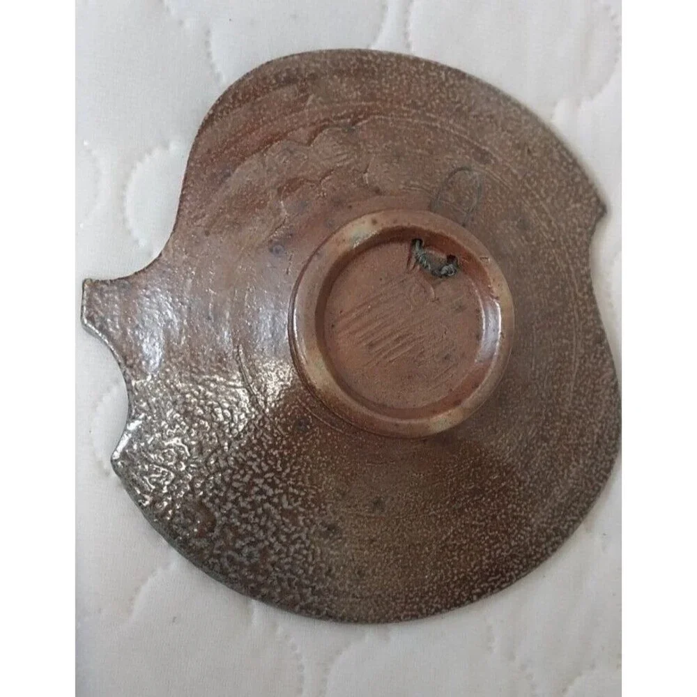 Vintage Studio Pottery Signed Yoltim Crow Hand Painted Wall Hanging Plate